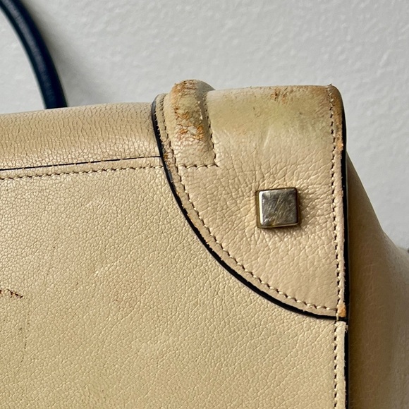 Celine Medium Luggage Bi-Color Beige Tan & Navy Blue Tote - Authentic - Picture 7 of 13